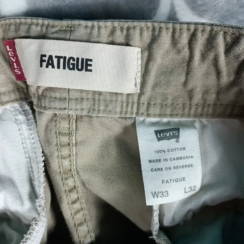Levis Fatigue Cargo Pants Mens 33x30 Beige Cotton Relaxed Fit Canvas Rugged